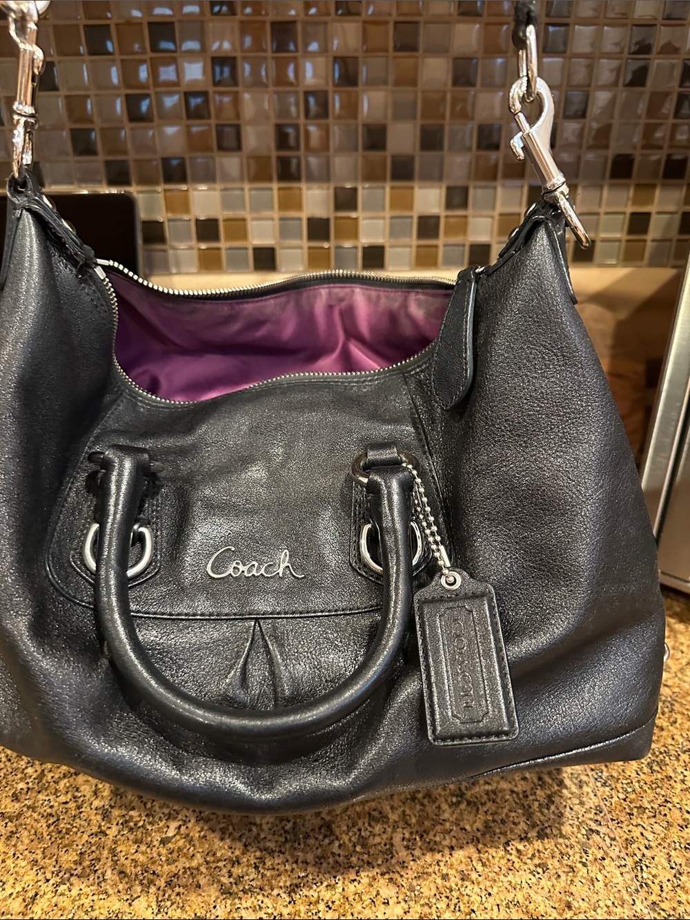 Coach black leather Madison Sabrina with silver hardware